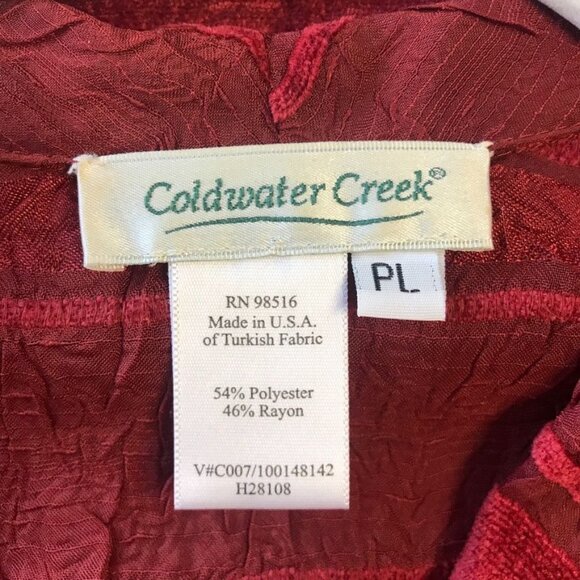 Coldwater Creek Striped Red Burgundy Sheer w/Applique Blouse - Size Petite Large - Picture 5 of 6